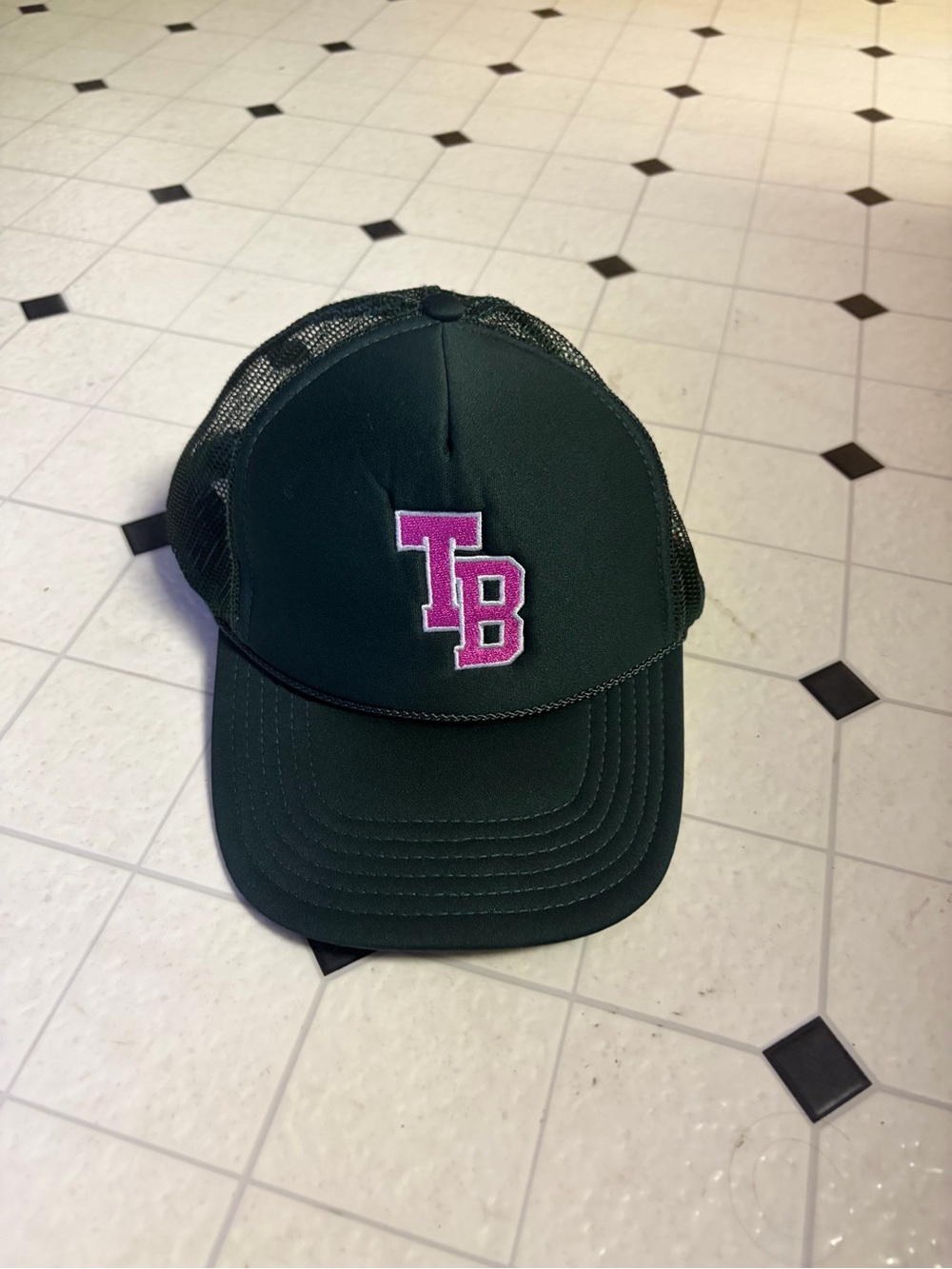 OTTO Kids Mesh-Back Cap - Dark Green with Pink TB Logo